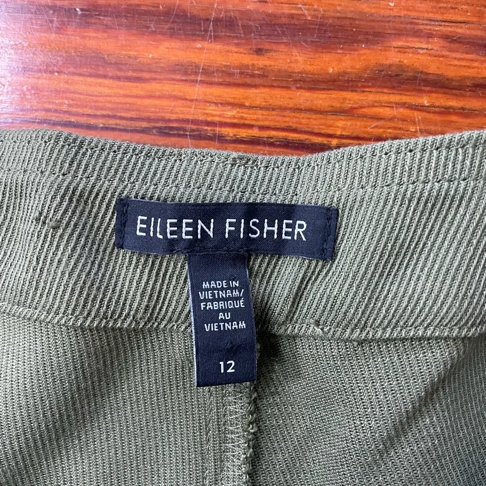 Eileen Fisher Heavy Tencel Twill Tie Waist Wide Leg Olive Pants - Sz 12💛🎀